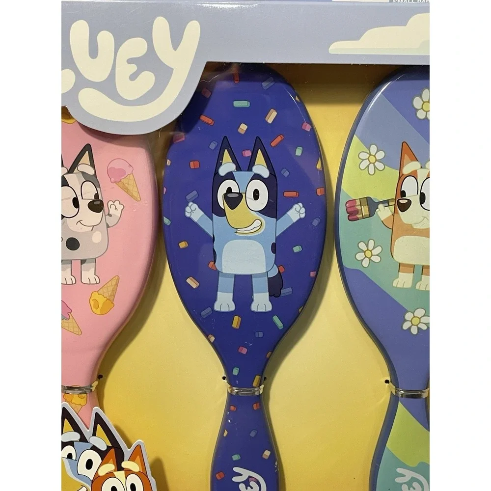 NEW Ludo Disney Bluey -3 Set of Detangler Hair Brushes - Bluey Bingo & Muffin